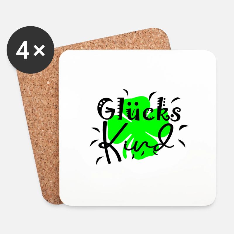 Glueckskind Kleeblatt - Untersetzer (4er-Set) - Weiß