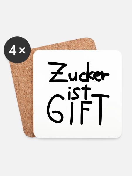 Zucker ist Gift - Untersetzer (4er-Set) - Weiß