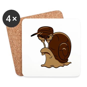 Escargot drôle mal - Dessous de verre (lot de 4) - blanc - Devant