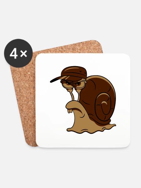 Snail funny evil - Coasters (set of 4) - white