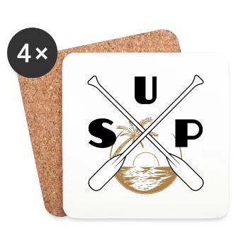 Stand up paddling Sunset retro - Untersetzer (4er-Set) - Weiß - Vorne