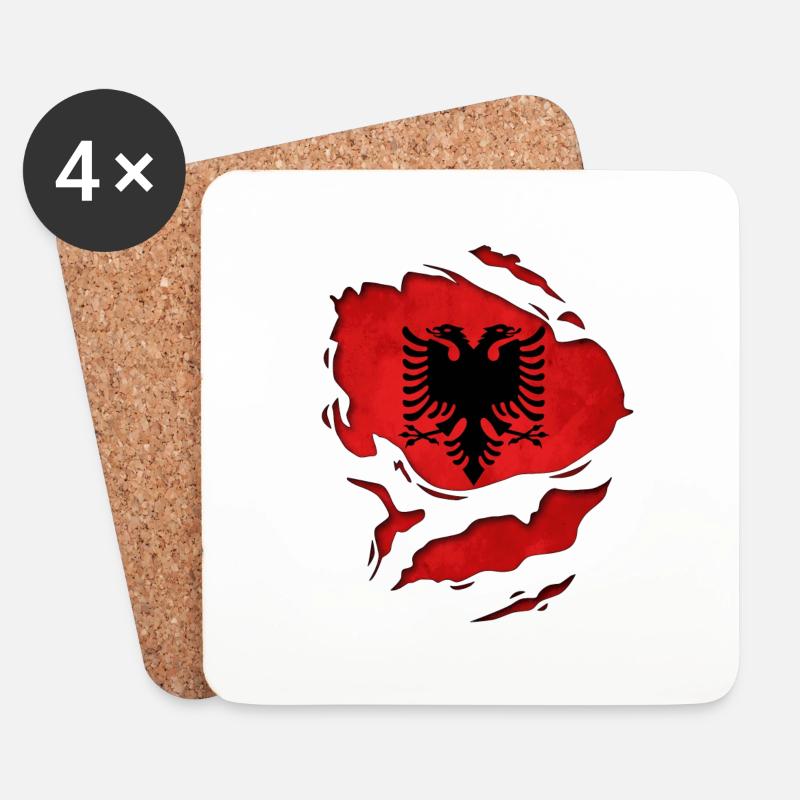 Albanien Flag - Untersetzer (4er-Set) - Weiß