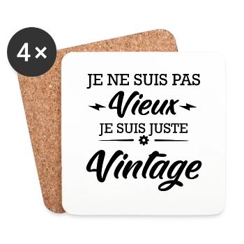 je ne suis pas vieux je suis vintage - Dessous de verre (lot de 4) - blanc - Devant