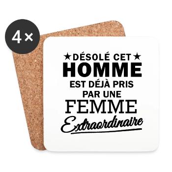 désolé cet homme est déjà pris par une Femme - Dessous de verre (lot de 4) - blanc - Devant