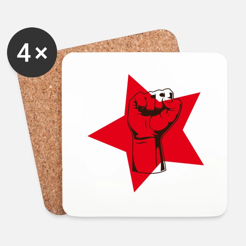 Cooles Rote Kommunist Faust Hand Protest Geschenk - Untersetzer (4er-Set) - Weiß