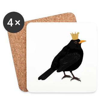 Merle couronne oiseau chanteur doux oiseau domestique - Dessous de verre (lot de 4) - blanc - Devant