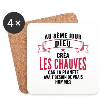 au 8ème jour dieu créa les chauves - Dessous de verre (lot de 4) - blanc - Devant