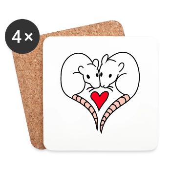 Coeur de souris - Dessous de verre (lot de 4) - blanc - Devant