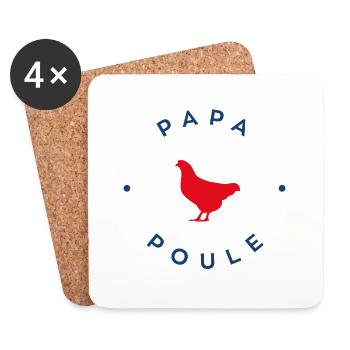 Papa poule - Dessous de verre (lot de 4) - blanc - Devant