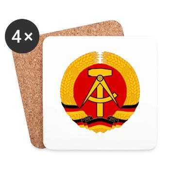 DDR Logo Wappen Ährenkranz Hammer und Sichel - Untersetzer (4er-Set) - Weiß - Vorne