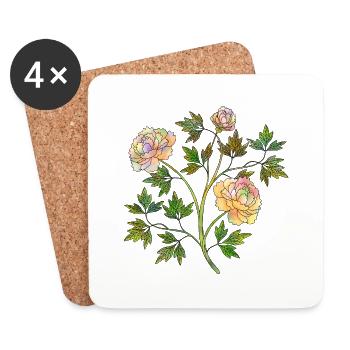 Fleurs - Dessous de verre (lot de 4) - blanc - Devant