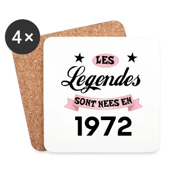 T shirt les légendes sont nées en 1972, femme. - Dessous de verre (lot de 4) - blanc - Devant