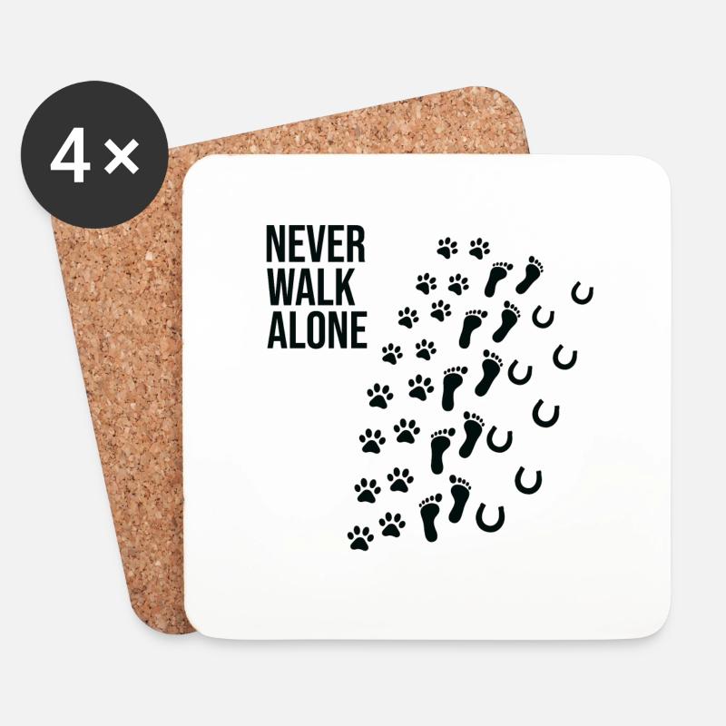 Never walk alone chien propriétaire de chien cadeau - Dessous de verre (lot de 4) - blanc