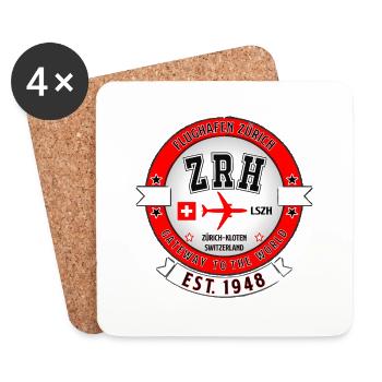 ZRH Airport Zürich Switzerland - Vintage Design - Coasters (set of 4) - white - Front