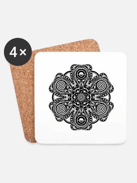 techno mandala - Coasters (set of 4) - white