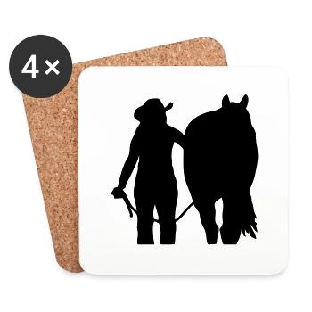 Western rider with horse customizable - Coasters (set of 4) - white - Front