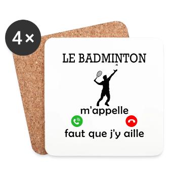 le badminton m'appelle - Dessous de verre (lot de 4) - blanc - Devant