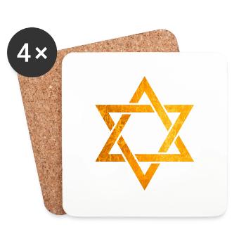 Jüdische goldene Kapuzenpullis, jüdisches Symbol des Davidsterns - Untersetzer (4er-Set) - Weiß - Vorne
