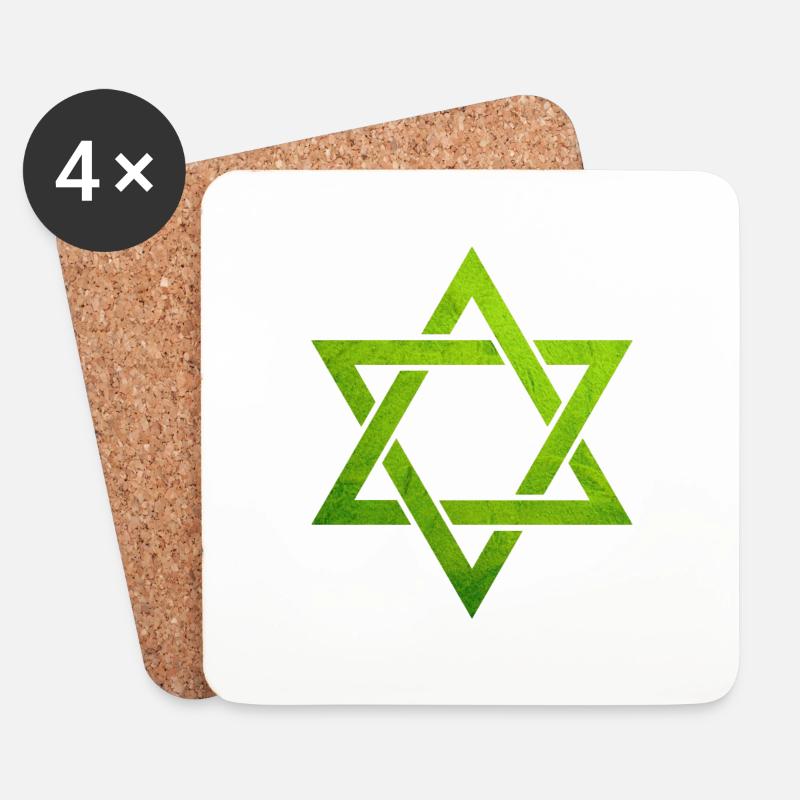 Grüne jüdische Kapuzenpullis, jüdisches Symbol des Davidsterns - Untersetzer (4er-Set) - Weiß