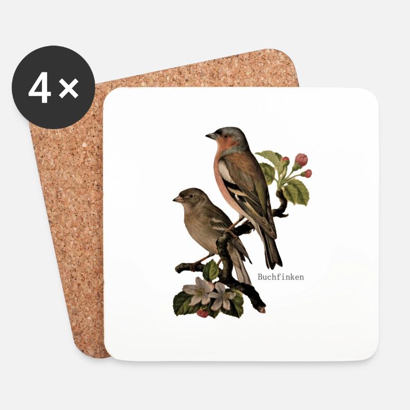 Buchfinken - Untersetzer (4er-Set) - Weiß
