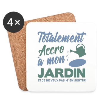 Jardinier totalement accro à mon jardin cadeau - Dessous de verre (lot de 4) - blanc - Devant