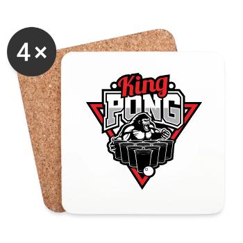King Pong Bierpong Bier Party Trinkspiel Alkohol - Untersetzer (4er-Set) - Weiß - Vorne