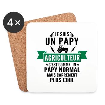 je suis un papy agriculteur - Dessous de verre (lot de 4) - blanc - Devant