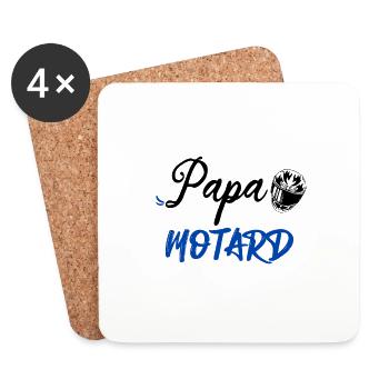 Papa motard idée cadeau moto fête des pères bikeur - Dessous de verre (lot de 4) - blanc - Devant