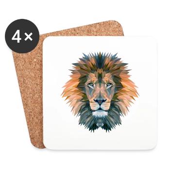 Geo Lion muted colours - Coasters (set of 4) - white - Front