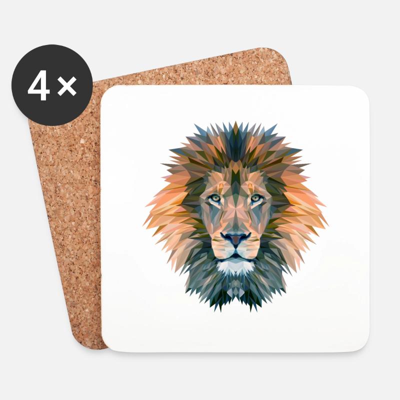 Geo Lion gedämpfte Farben - Untersetzer (4er-Set) - Weiß