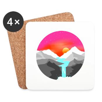 Landscape Digital Painting Sunset in the Mountain - Untersetzer (4er-Set) - Weiß - Vorne