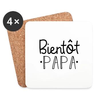 Bientôt Papa idée cadeau fête des pères futur papa - Dessous de verre (lot de 4) - blanc - Devant