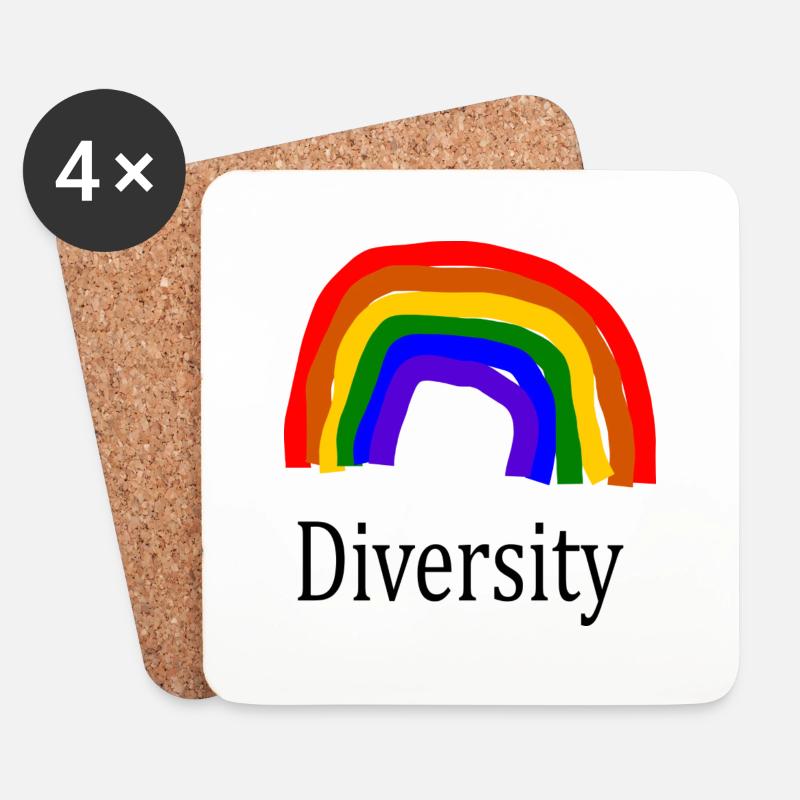 Regenbogen Diversity bunt kreativ - Untersetzer (4er-Set) - Weiß