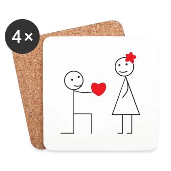 heart baton character - Coasters (set of 4) - white - Front