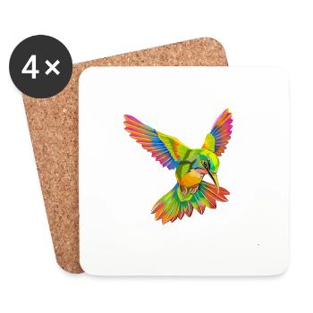 T-shirt Colibris - Dessous de verre (lot de 4) - blanc - Devant