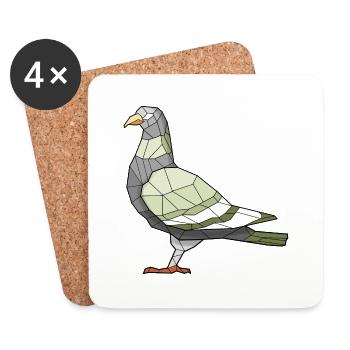 Dove Geometric Bird - Coasters (set of 4) - white - Front