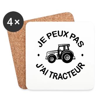 Je Peux Pas J'ai Tracteur - Dessous de verre (lot de 4) - blanc - Devant