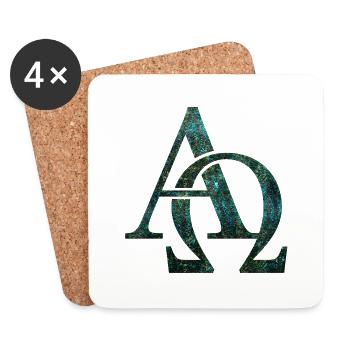 Symbole début fin Alpha Oméga Dieu Chrétien - Dessous de verre (lot de 4) - blanc - Devant