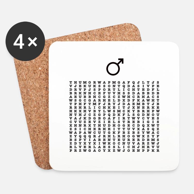 Buchstabenrätsel Männer - Untersetzer (4er-Set) - Weiß