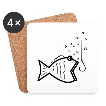 Pêche pêche pêche - Dessous de verre (lot de 4) - blanc - Devant