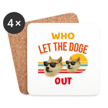 Dogecoin - Qui a laissé sortir le doge - Dessous de verre (lot de 4) - blanc - Devant