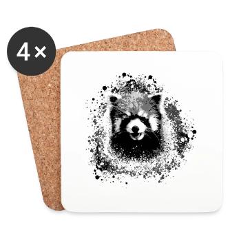 Roter panda,Graffiti,Malerei,pandabär, bär,schwarz - Untersetzer (4er-Set) - Weiß - Vorne
