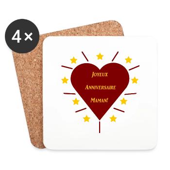 Joyeux Anniversaire Maman - Dessous de verre (lot de 4) - blanc - Devant