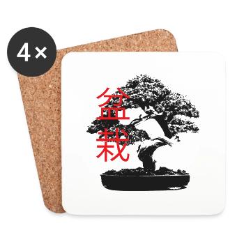 Small Bonsai Black White - Coasters (set of 4) - white - Front