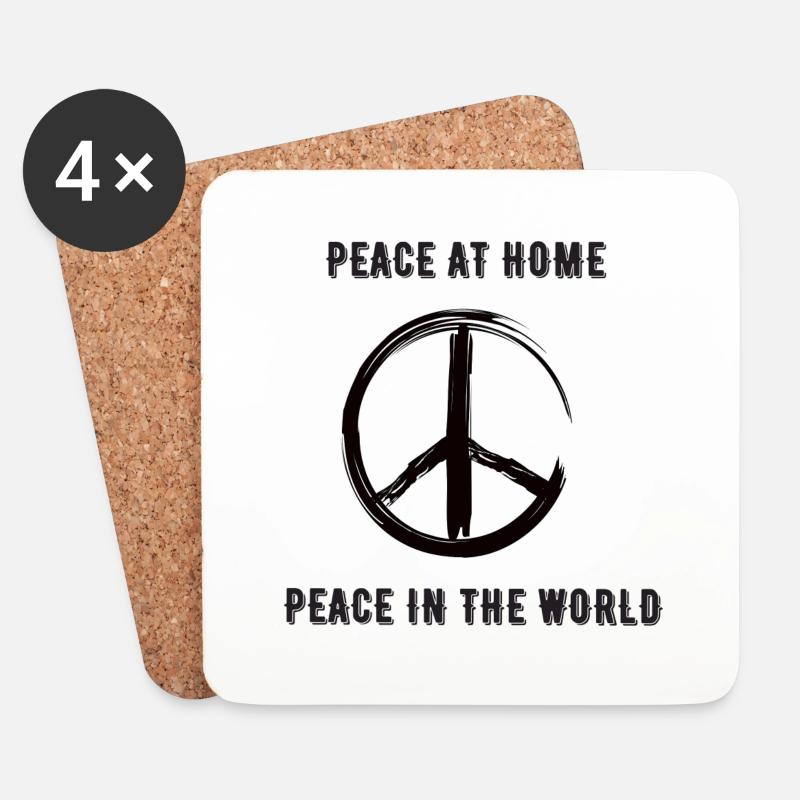 Peace at Home, Peace in the World - Untersetzer (4er-Set) - Weiß