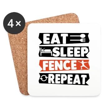Eat Sleep Fence Repeat - Coasters (set of 4) - white - Front