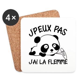 j peux pas j ai la flemme - Dessous de verre (lot de 4) - blanc - Devant