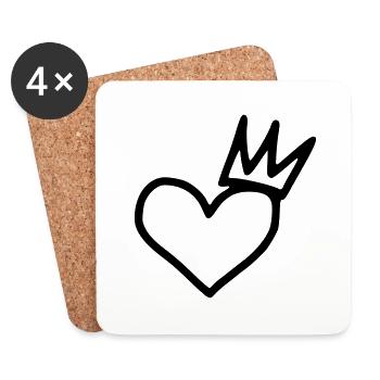 Herz Emoji Skizze Krone Sticker - Untersetzer (4er-Set) - Weiß - Vorne