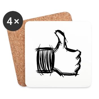 Daumen hoch Symbol, hand gezeichnet - Untersetzer (4er-Set) - Weiß - Vorne