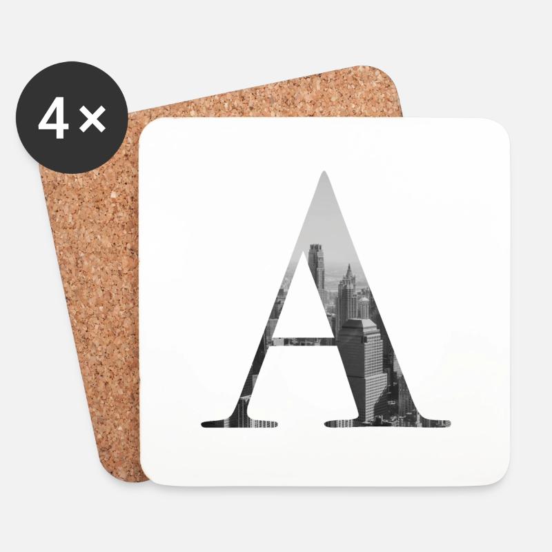 New York Letter A - Untersetzer (4er-Set) - Weiß
